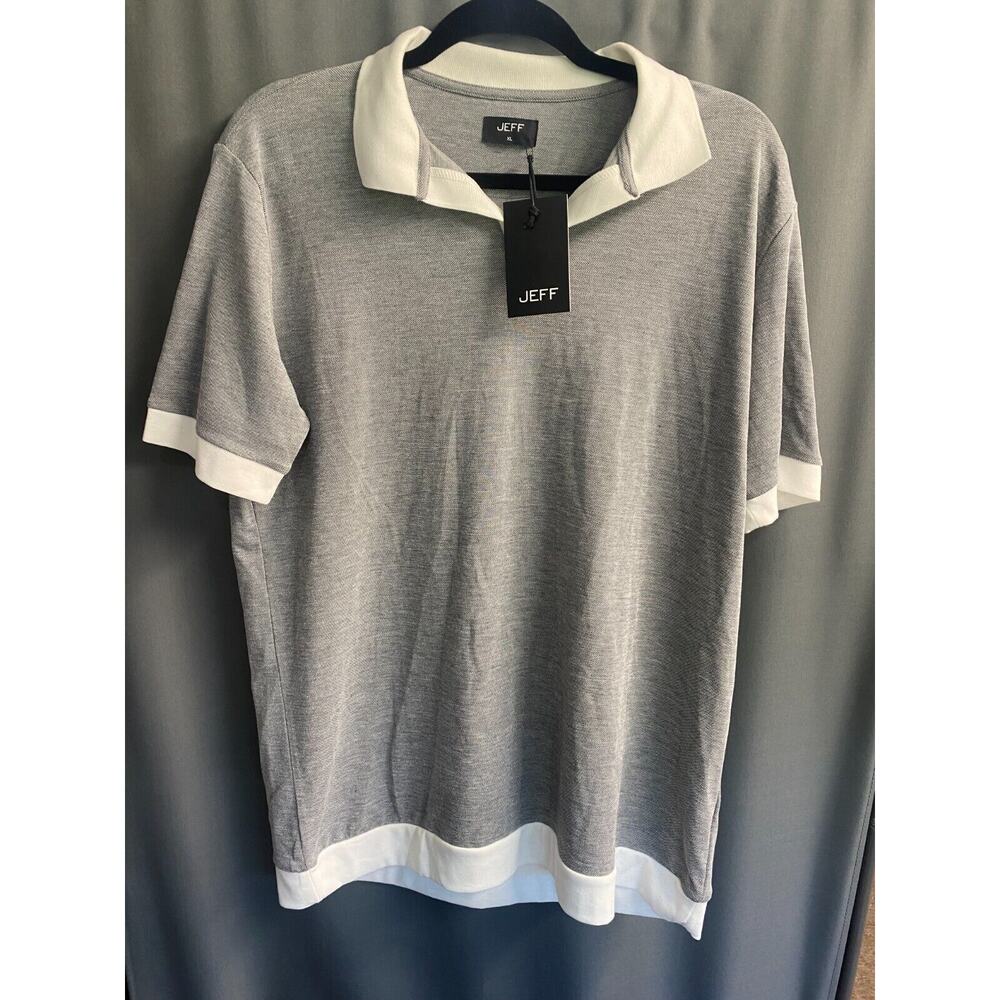 Jeff Polo Shirt Mens XL Gray Short Sleeve Collared Pullover Golf Performance B63